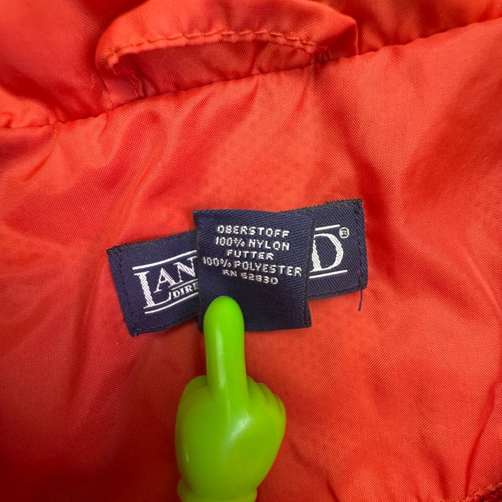 Lands' End Jacket‎ Mens Large Hidden Hood Red Collared Rain Jacket Windbreaker - Picture 4 of 8